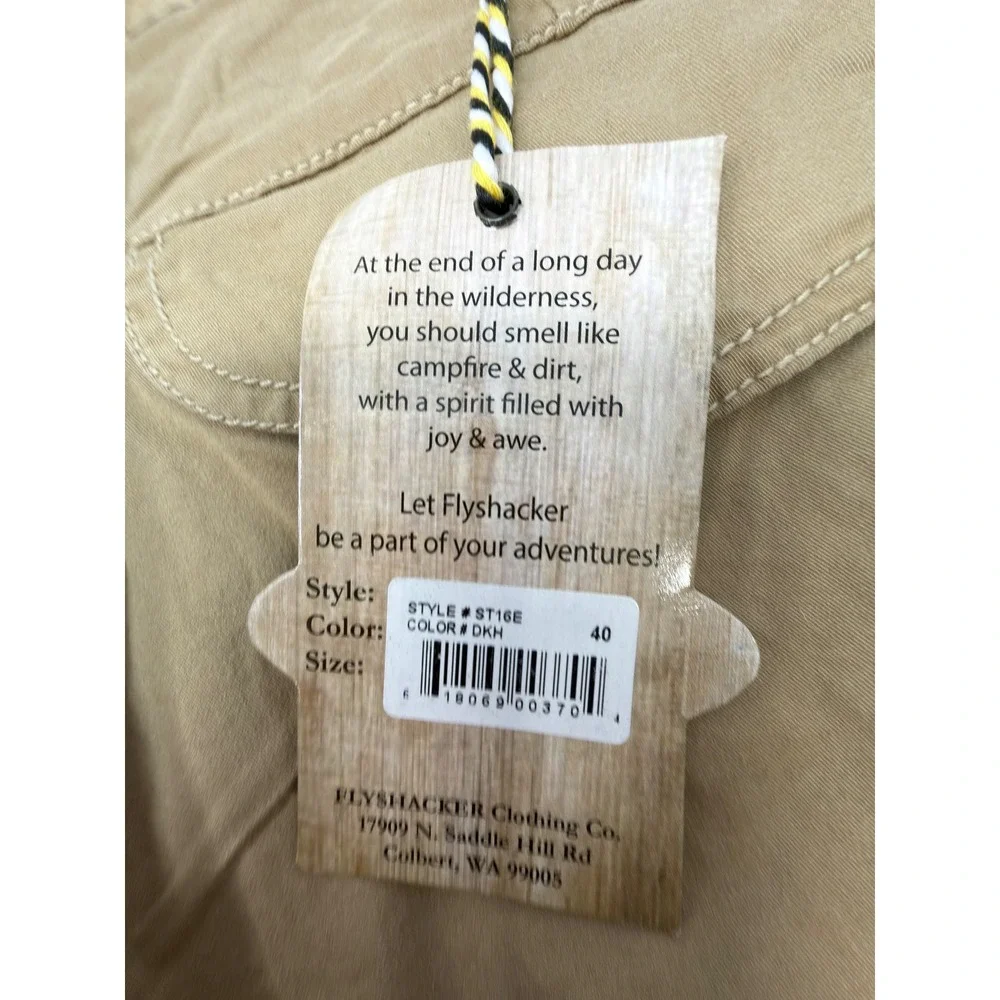 Flyshacker Men's 40 Shorts NWT Dark Khaki Cotton Canvas Outdoor Cargo Hike Work